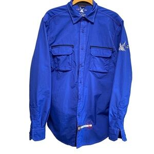 NAUTICA Mens Sailing Shirt Medium Rare Find Fleet Match Series Blue Nylon